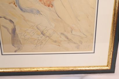 PORTRAIT OF A YOUNG WOMAN SITTING ON A ROCK
Watercolor...