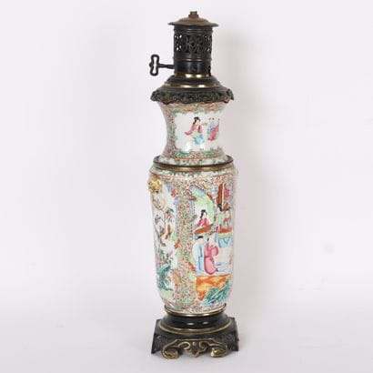 VASE-ROLL LAMP IN POLYCHROME PORCELAIN WITH...