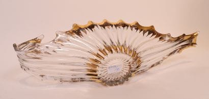 BEAUTIFUL LARGE CRYSTAL NAVETTE BOWL 
Gilded...