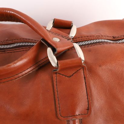LANCEL CAMEL LEATHER TRAVEL BAG 
