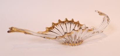 BEAUTIFUL LARGE CRYSTAL NAVETTE BOWL 
Gilded...