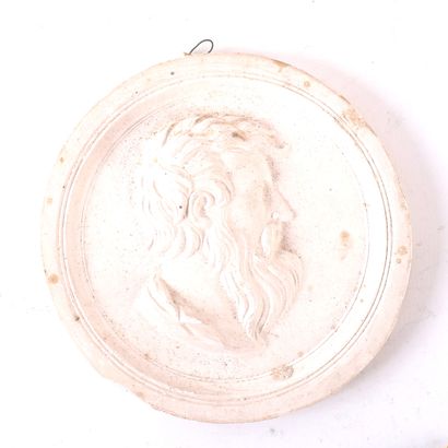 SET OF TEN SMALL ANTIQUE-STYLE PLASTER BAS-RELIEFS,...