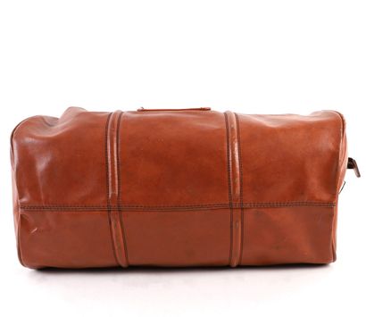 LANCEL CAMEL LEATHER TRAVEL BAG 
