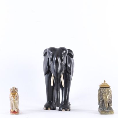 AMUSING LOT OF 3 ELEPHANTS
One in carved...