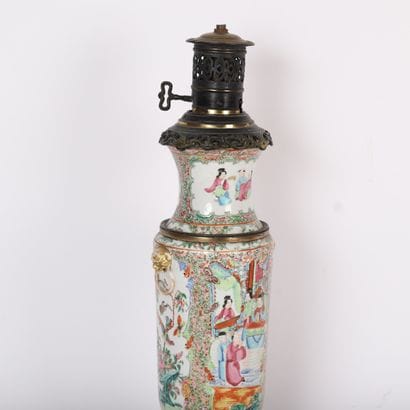 VASE-ROLL LAMP IN POLYCHROME PORCELAIN WITH...