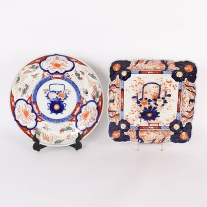PAIR OF IMARI PORCELAIN DISHES
One square...