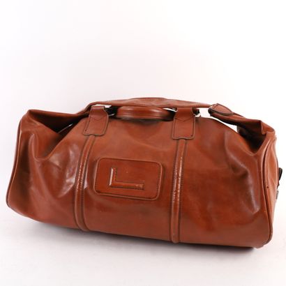 LANCEL CAMEL LEATHER TRAVEL BAG 
