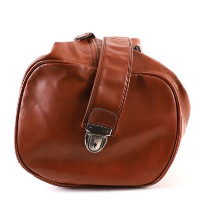 LANCEL CAMEL LEATHER TRAVEL BAG 
