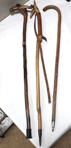SET OF 3 CANES AND WALKING STICKS
1 wooden...