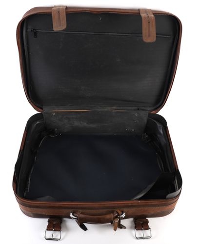 LANCEL CHOCOLATE LEATHER SUITCASE
Chocolate-colored...