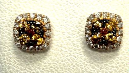 PAIR OF ROSEGOLD EARRINGS WITH BLACK RHODIUM...