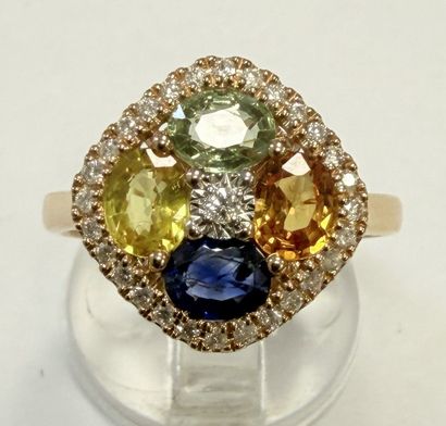 ROSA GOLD COCKTAIL RING SET WITH SAPPHIRES...