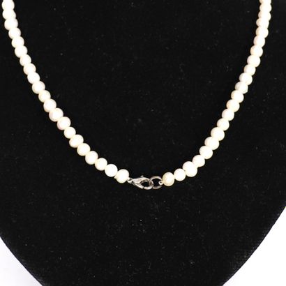 PEARL NECKLACE, BRACELET, AND EARRING SET.
Cultured...