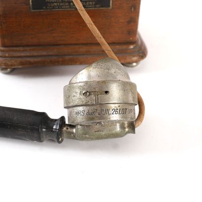 ANTIQUE WOODEN HAND-CRANK TELEPHONE, EARLY...