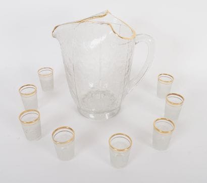 PITCHER AND EIGHT SMALL GLASSES SET
Pitcher...