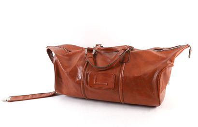 LANCEL CAMEL LEATHER TRAVEL BAG 
