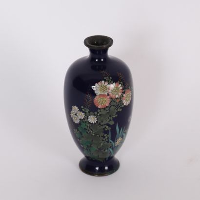 SMALL VASE IN CLOISONNÉ ENAMEL WITH FLORAL...