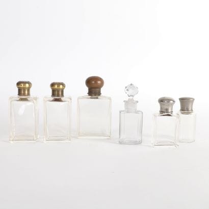 SET OF SIX PERFUME BOTTLES
Five in glass...
