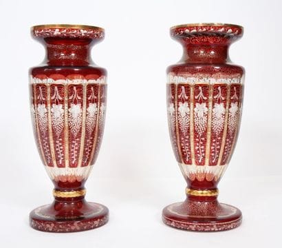 PAIRE DE VASES EN CRISTAL VAL SAINT LAMBERT...