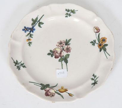Petit plat chantourne en polychromie de grand...