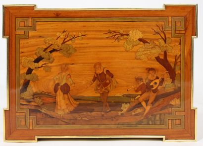 PETITE TABLE A SYSTEME EN MARQUETERIE DE...