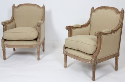 PAIRE DE BERGERES DE STYLE LOUIS XVI

En...