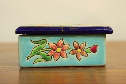 A. Massé Cover pot in porcelain with marbled...