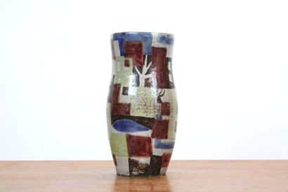 Jean DERVAL (1925-2010). 
Polychrome ceramic...