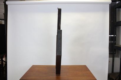 Baromètre en bois noirci et verre églomisé,...