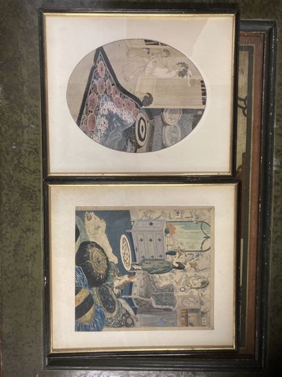 School of the XXth century, Scene of interior,...