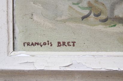 François BRET (1918-2004).
Vue sur port,...