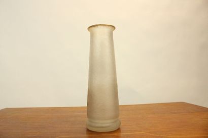 MONTJOYE 
Tubular glass vase with acid-etched...