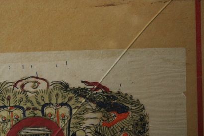 CHINE. Réunion de trois dessins à l'encre...