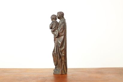 Vierge à l'enfant, bois sculpté. Fin du XIXe...