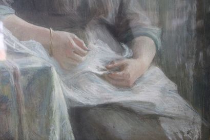 École française du XIXème siècle La couturière,...