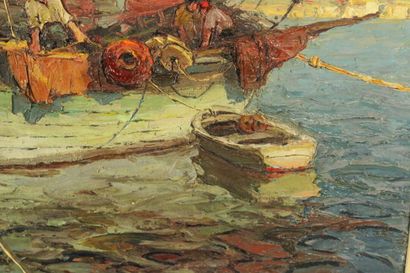 Louis BONAMICI (1878-1966), Navire, huile...