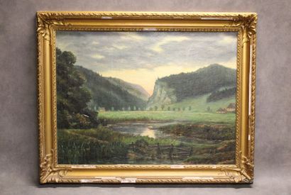 École française du XXe siècle.
Paysage, huile...