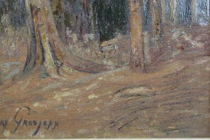 Henry GROSJEAN
Sous-bois en automne, huile...