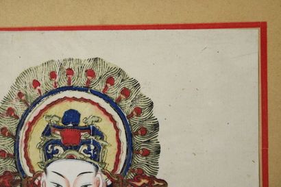 CHINE. Réunion de trois dessins à l'encre...