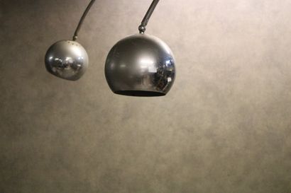 Design floor lamp in chromed steel with three...