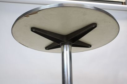 Stainless steel bistro style table with a...