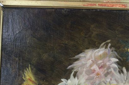 Ecole du XIXème siècle.
Bouquet de fleurs,...
