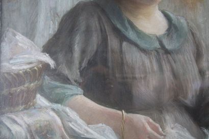 École française du XIXème siècle La couturière,...
