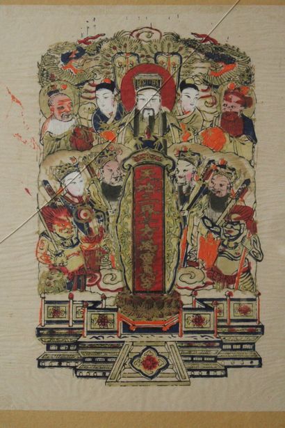 CHINE. Réunion de trois dessins à l'encre...