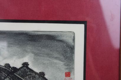 VIETNAM. Vue d'Hanoi, gravure. Titré, signé...