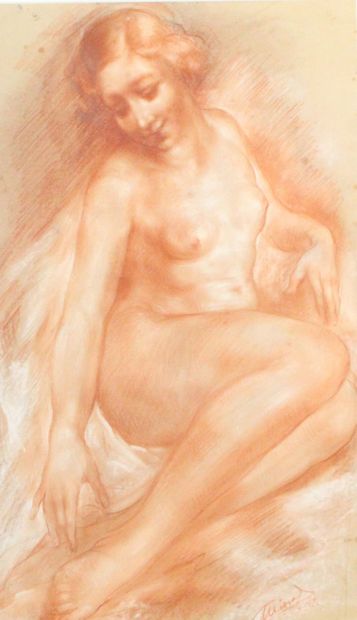 École du XXe siècle, Nu, sanguine sur papier,...