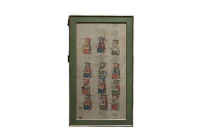 CHINE. Peinture à l'encre et couleur sur...