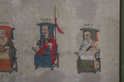 CHINE. Peinture à l'encre et couleur sur...
