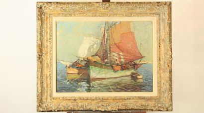 Louis BONAMICI (1878-1966), Navire, huile...