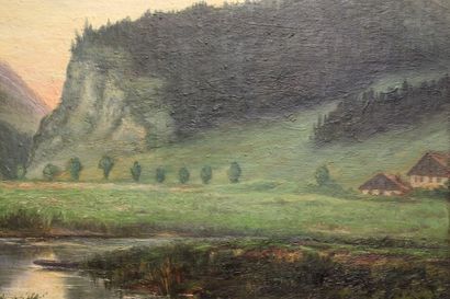 École française du XXe siècle.
Paysage, huile...